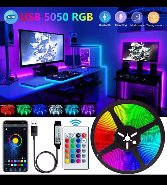 Smart Bluetooth LED Strip 5050 – Remote Control & Color Changing Lights